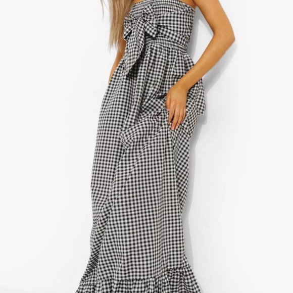 Gingham knot front maxi dress - Picture 7 of 9